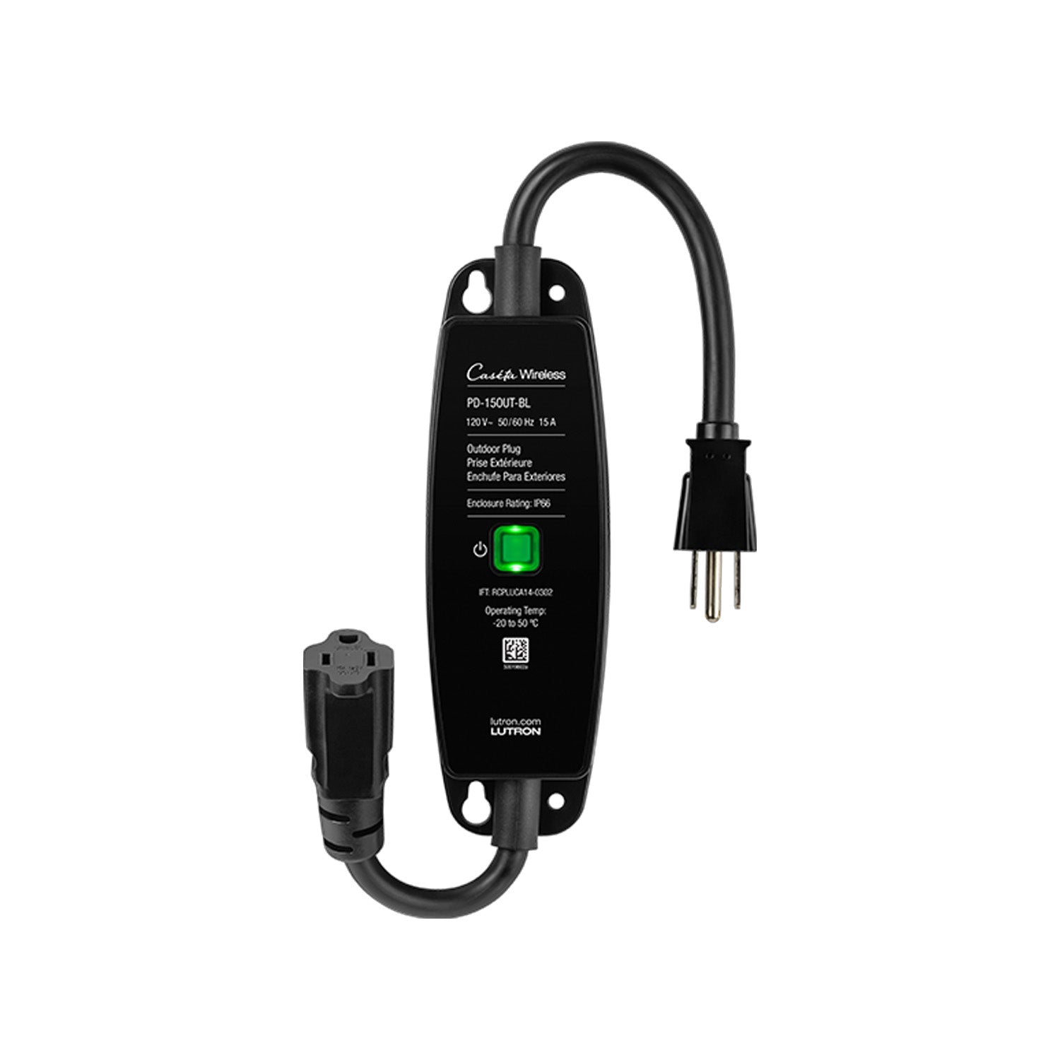 Caseta Wireless 15 Amp Outdoor Smart Plug, Black - Bees Lighting