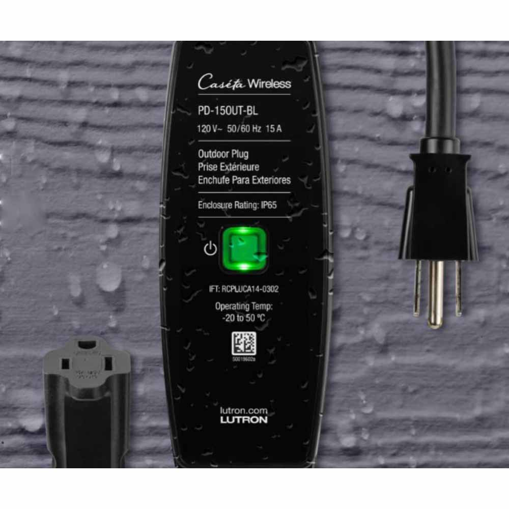 Caseta Wireless 15 Amp Outdoor Smart Plug, Black - Bees Lighting