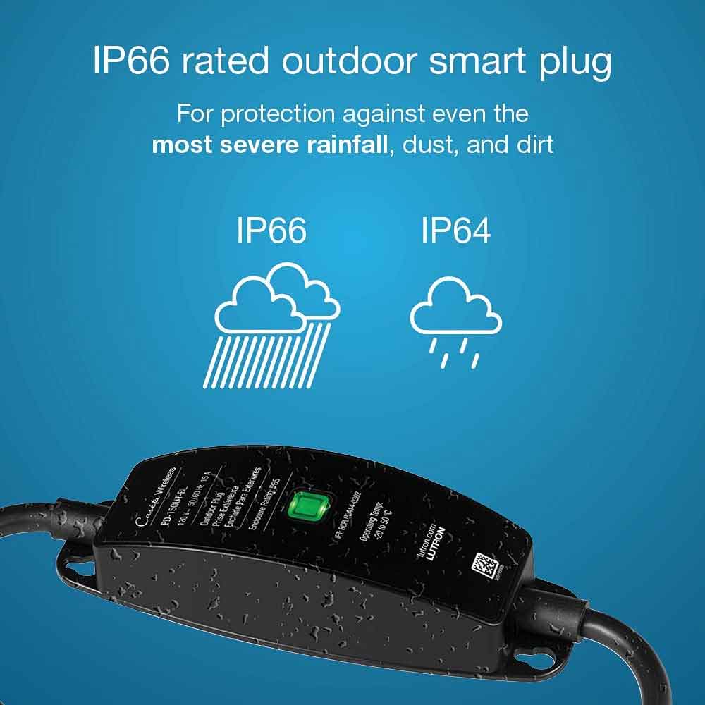 Caseta Wireless 15 Amp Outdoor Smart Plug, Black - Bees Lighting
