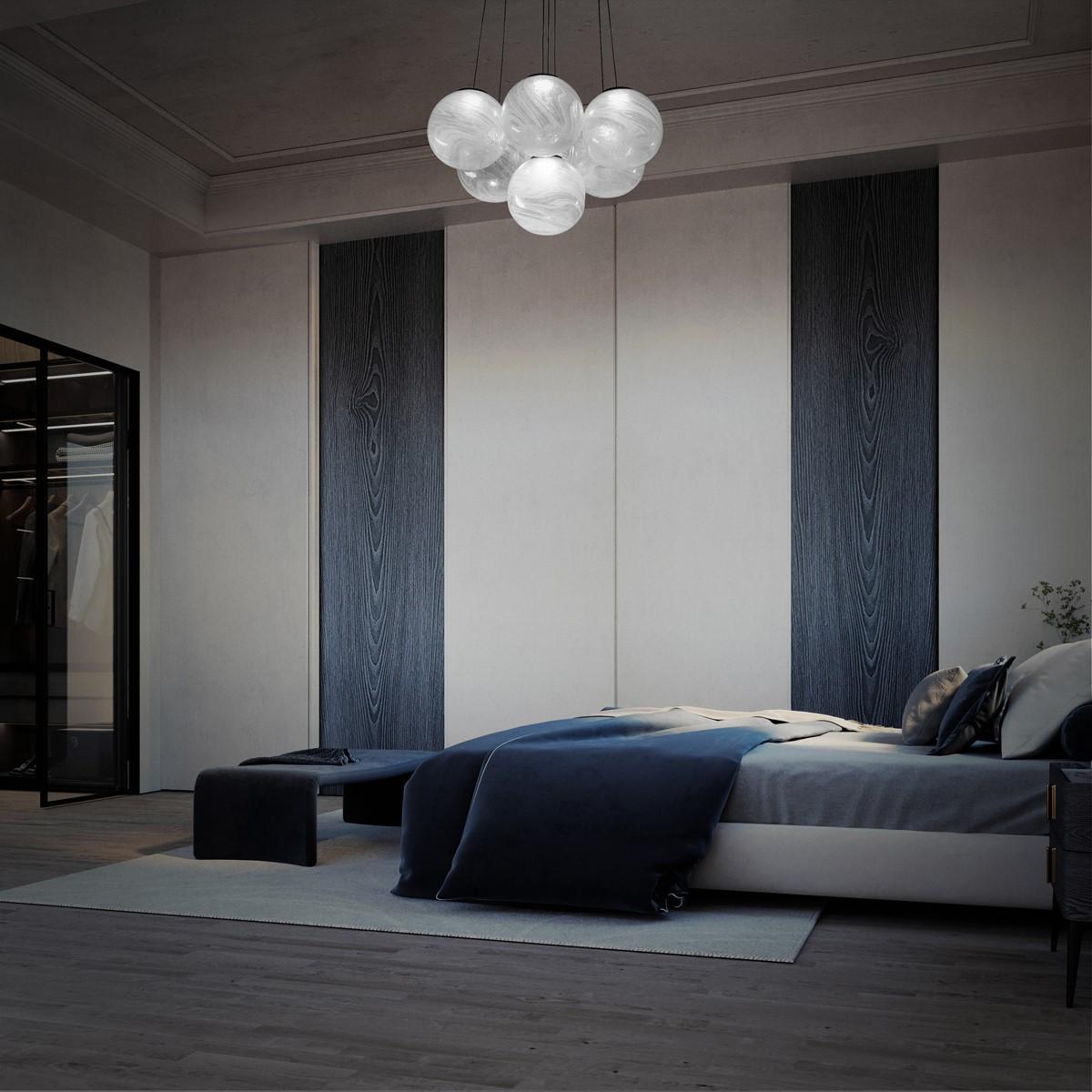 Cosmic 27 in. 7 Lights LED Pendant Light Black Finish - Bees Lighting