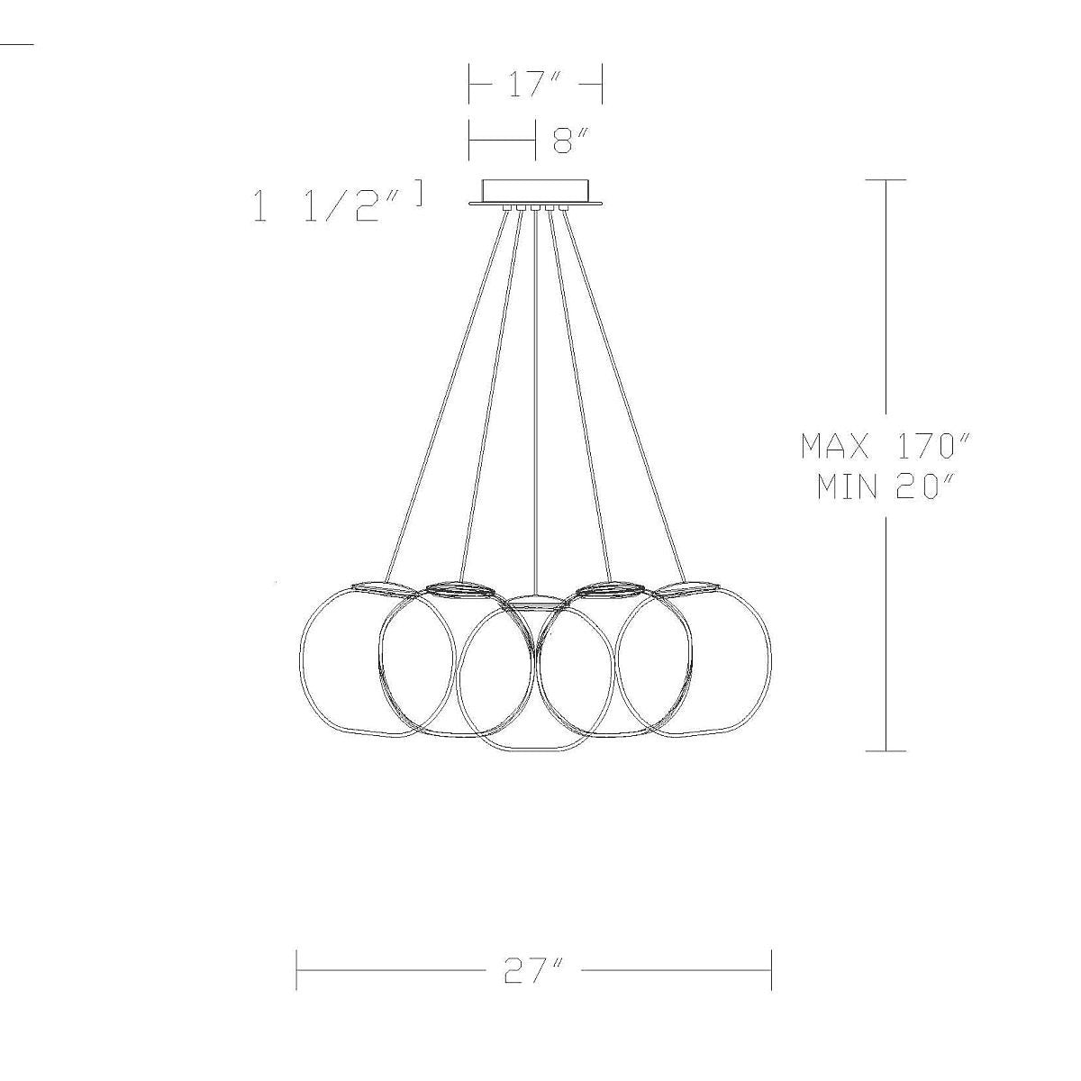 Cosmic 27 in. 7 Lights LED Pendant Light Black Finish - Bees Lighting