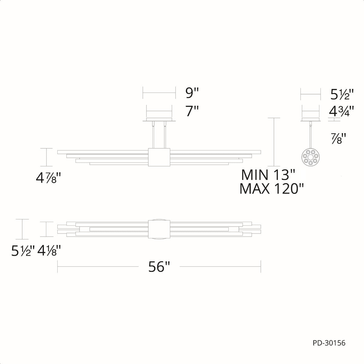 Luzerne 56" LED Linear Pendant, Aged Brass Finish - Bees Lighting