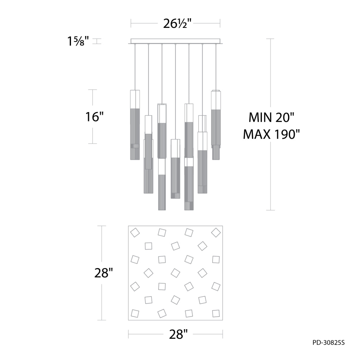 Cinema 28" 25 Lights LED Pendant Light, Selectable CCT