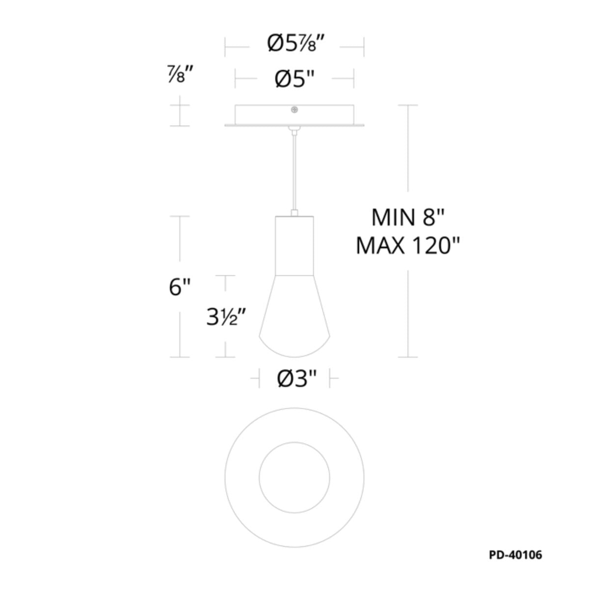Plum 6" LED Mini Pendant, Satin Nickel Finish - Bees Lighting