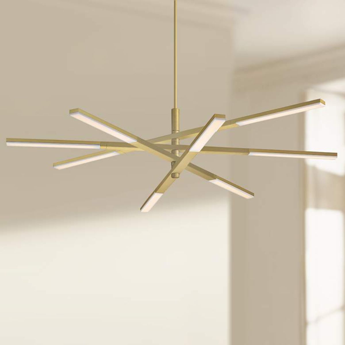 Stacked 48" LED Chandelier, Brushed Brass Finish - Bees Lighting