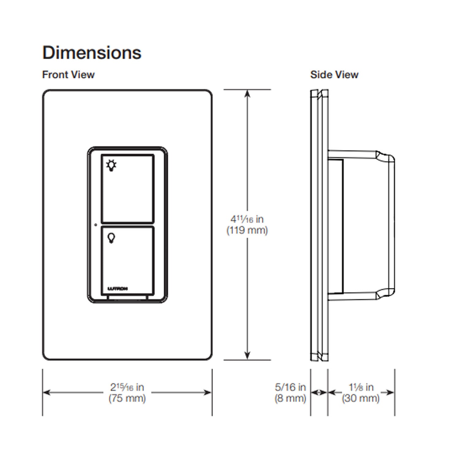 Caseta Wireless 3-Way Tap Smart Light Switch, White - Bees Lighting