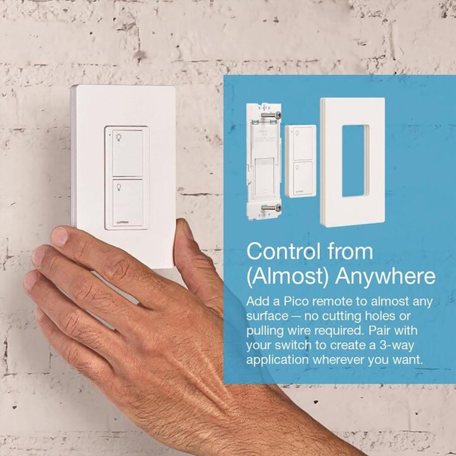 Caseta Wireless 3-Way Tap Smart Light Switch, White - Bees Lighting