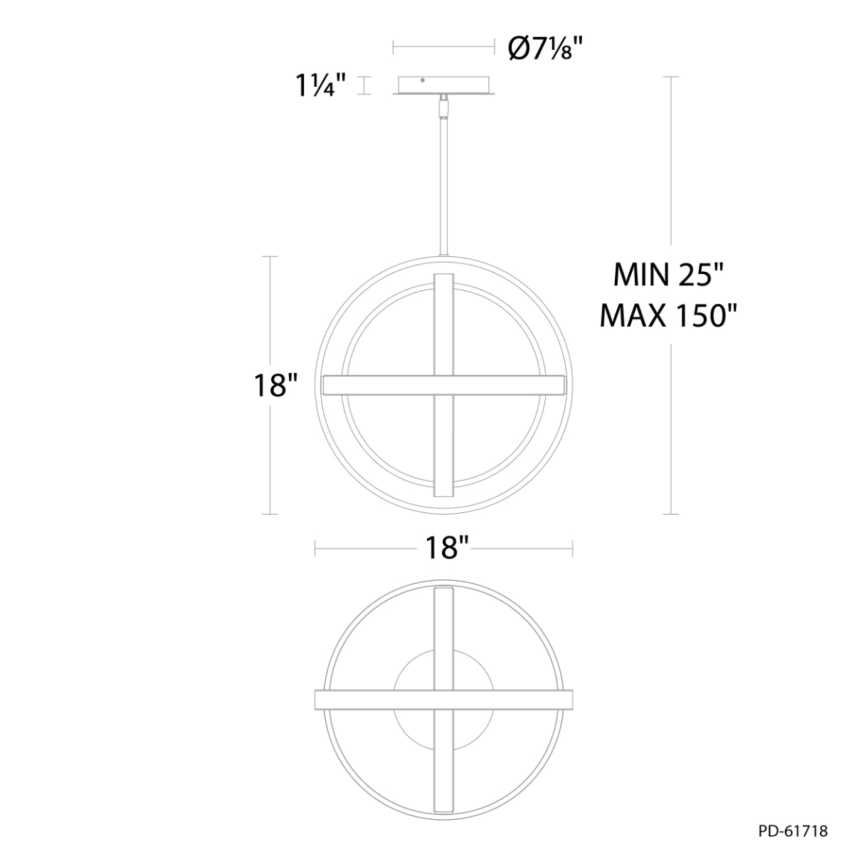 Kinetic 18" LED Pendant Light, Aged Brass Finish