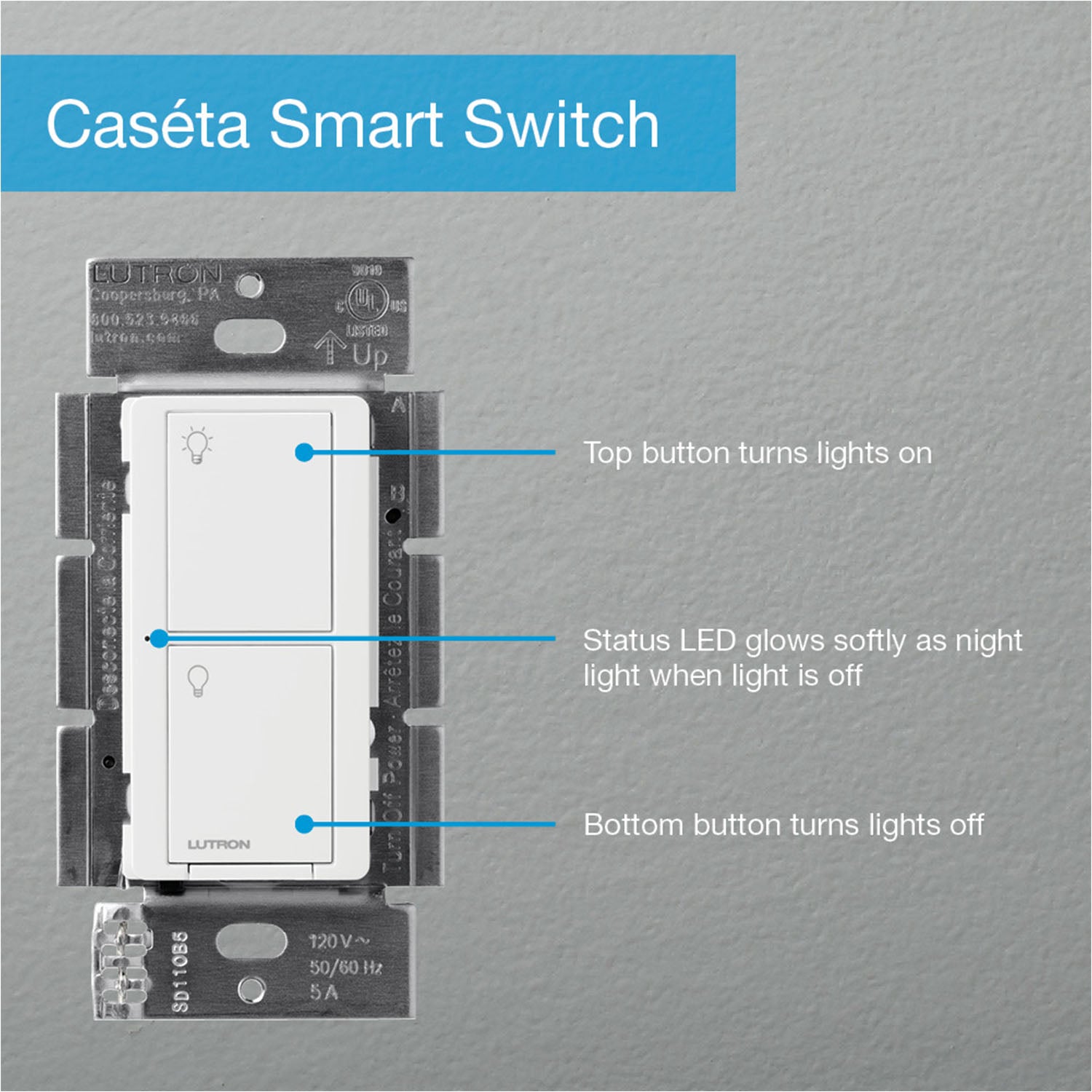 Caseta Wireless 3-Way Tap Smart Light Switch, Neutral Required, Black - Bees Lighting