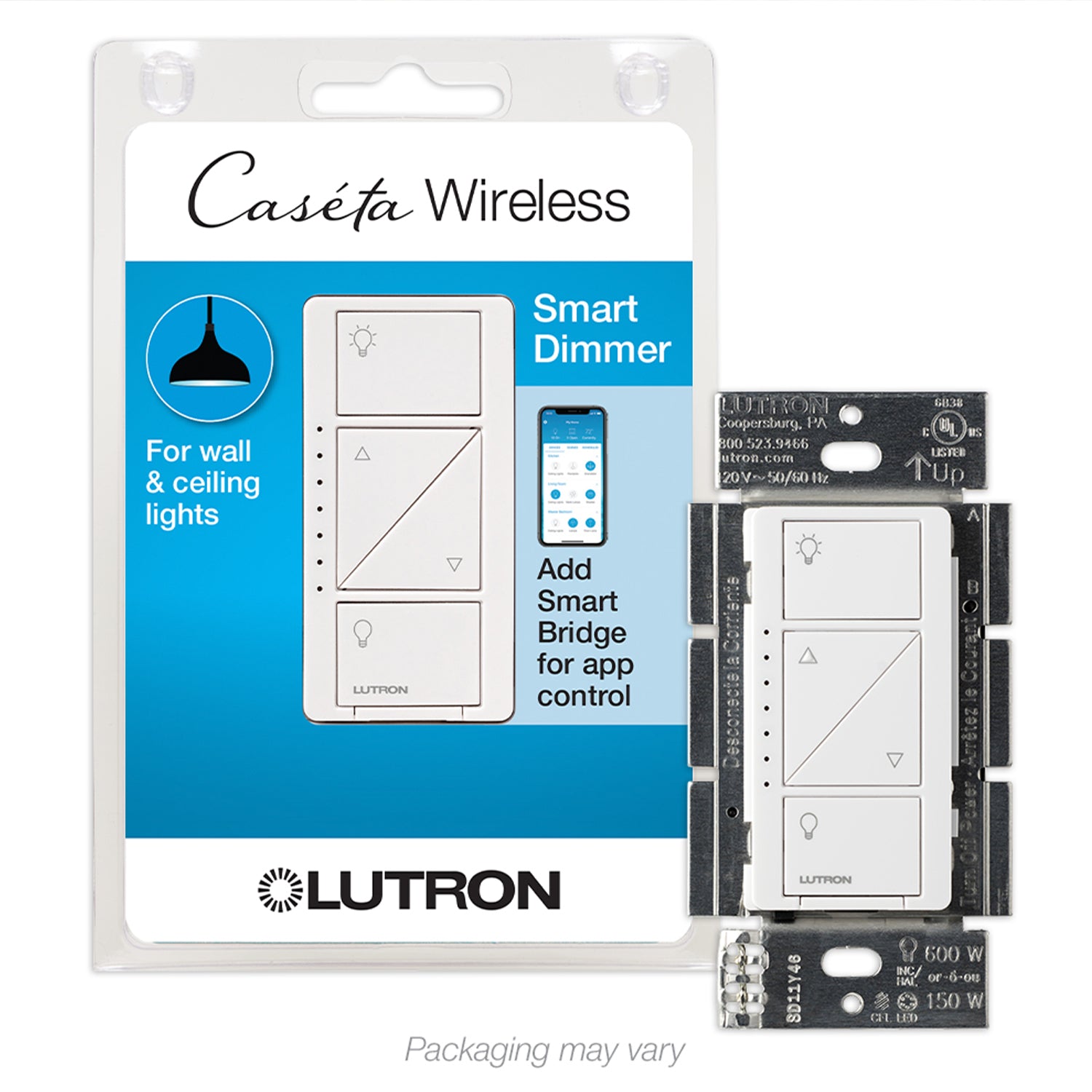 Caseta Wireless Smart LED Dimmer Switch, 150-Watt LED, 3-Way/Multi-Location, Light Almond - Bees Lighting