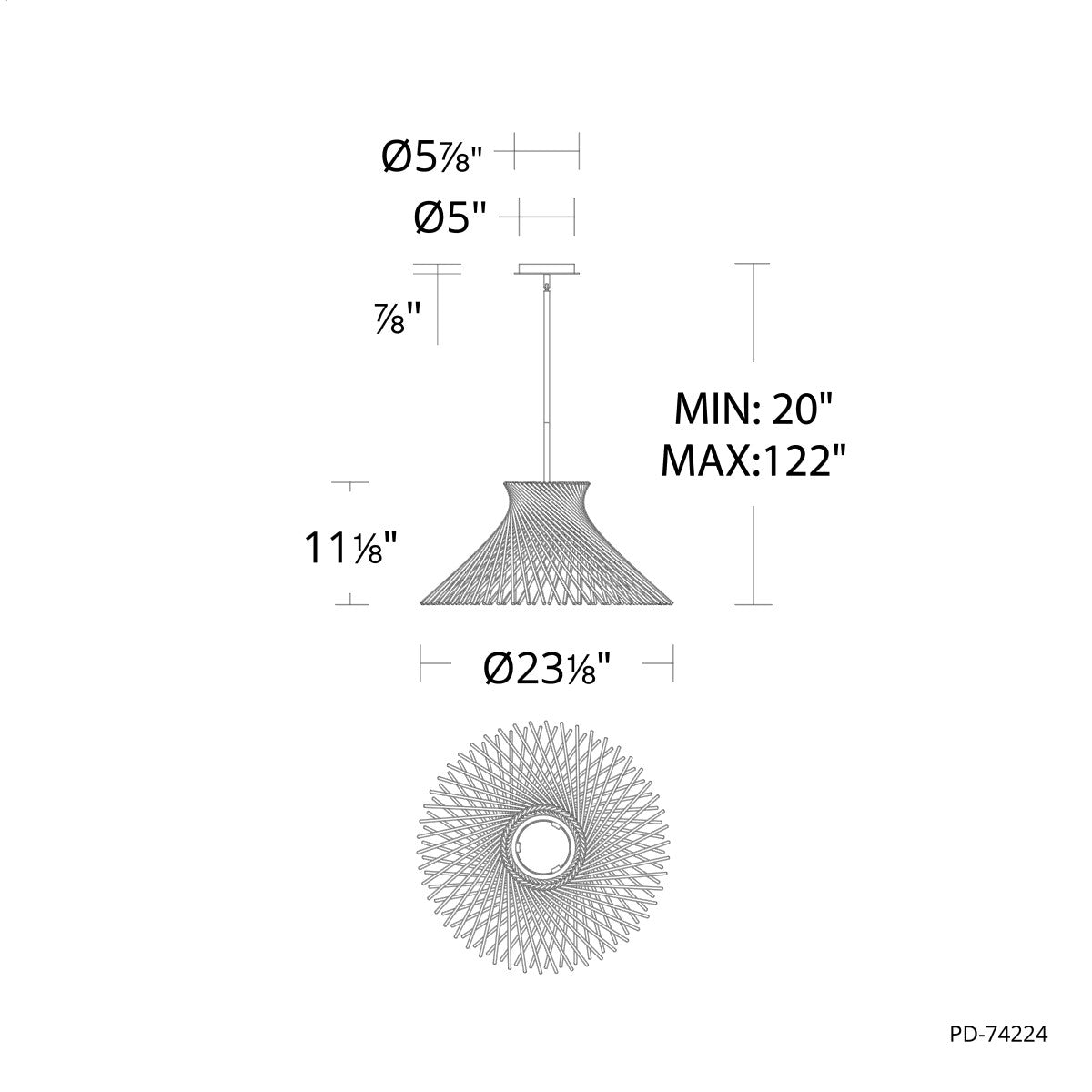 Zenya 23 in. LED Pendant Light Black Finish - Bees Lighting