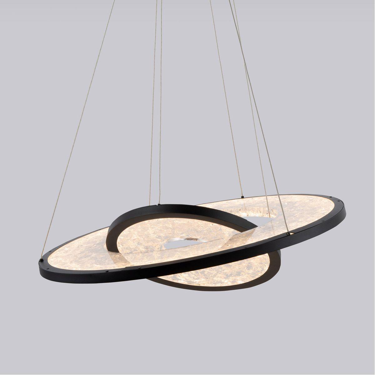 Jupiter 27 in. 2 Lights LED Pendant Light Black Finish