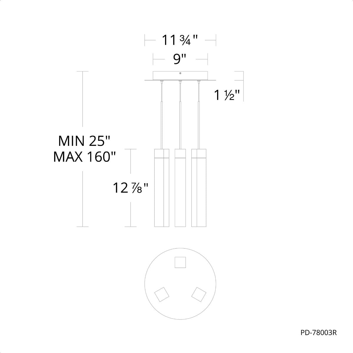 Minx 13 in. 3 Lights LED Pendant Light Brass finish - Bees Lighting
