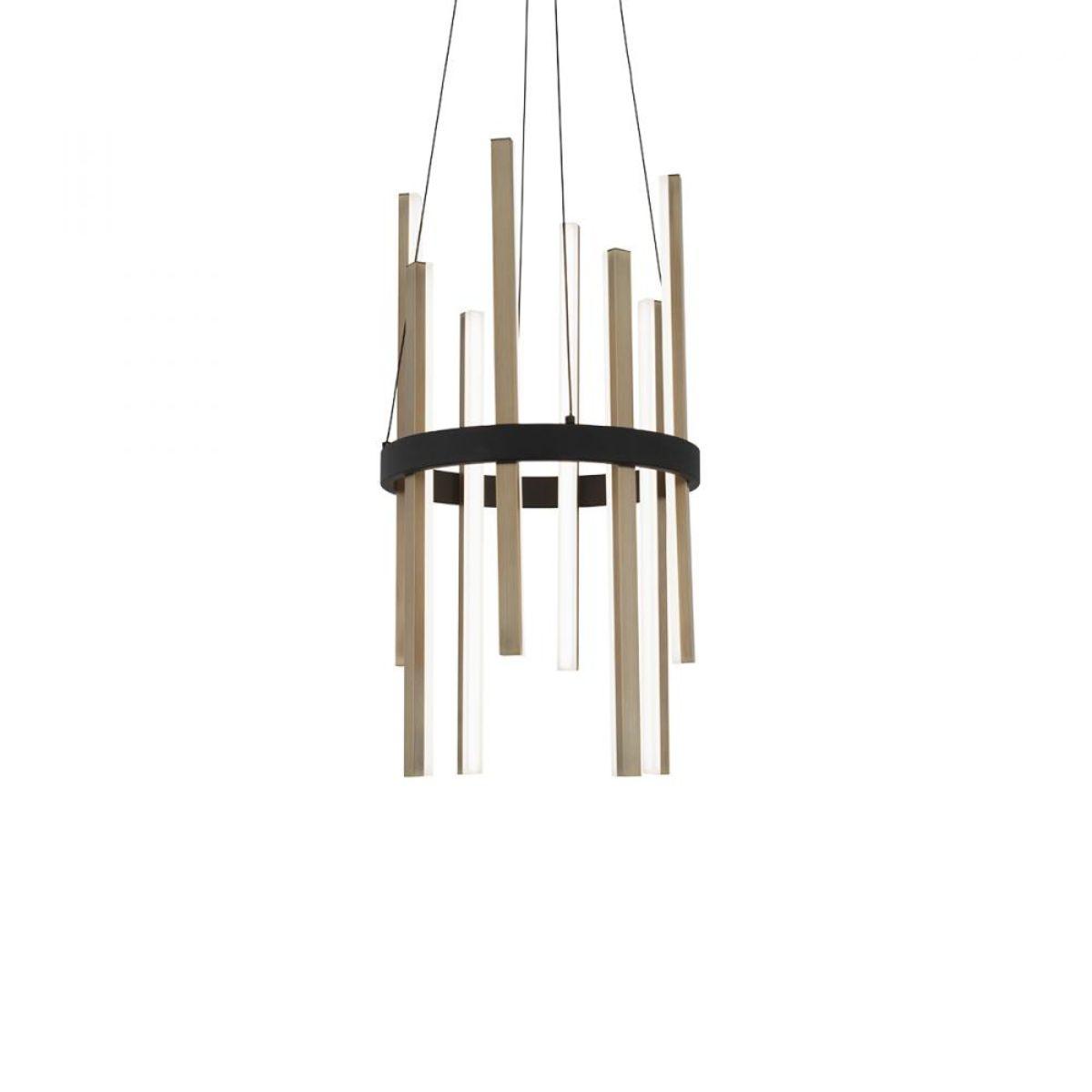 Harmonix 14 in. LED Pendant Light Black & Brass Finish - Bees Lighting