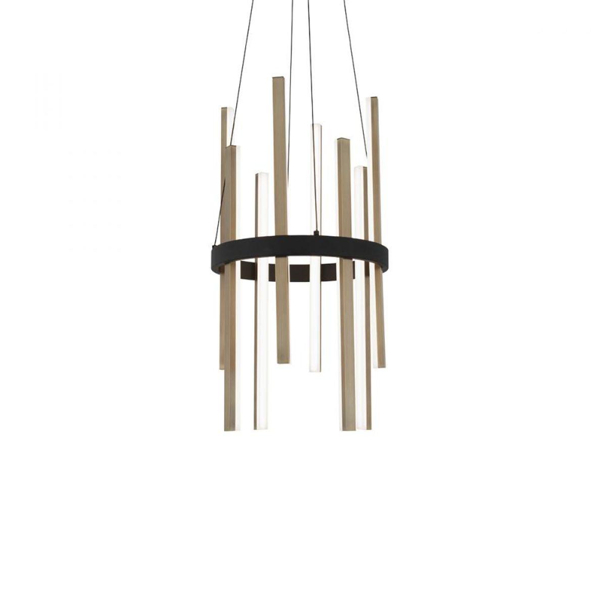 Harmonix 14 in. LED Pendant Light Black & Brass Finish