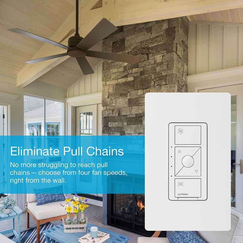 Caseta Wireless Smart Ceiling Fan Switch, Single Pole, Black - Bees Lighting