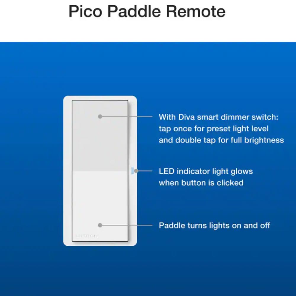 Pico Wireless Control Smart Paddle Remote with Wall Mounting Kit White