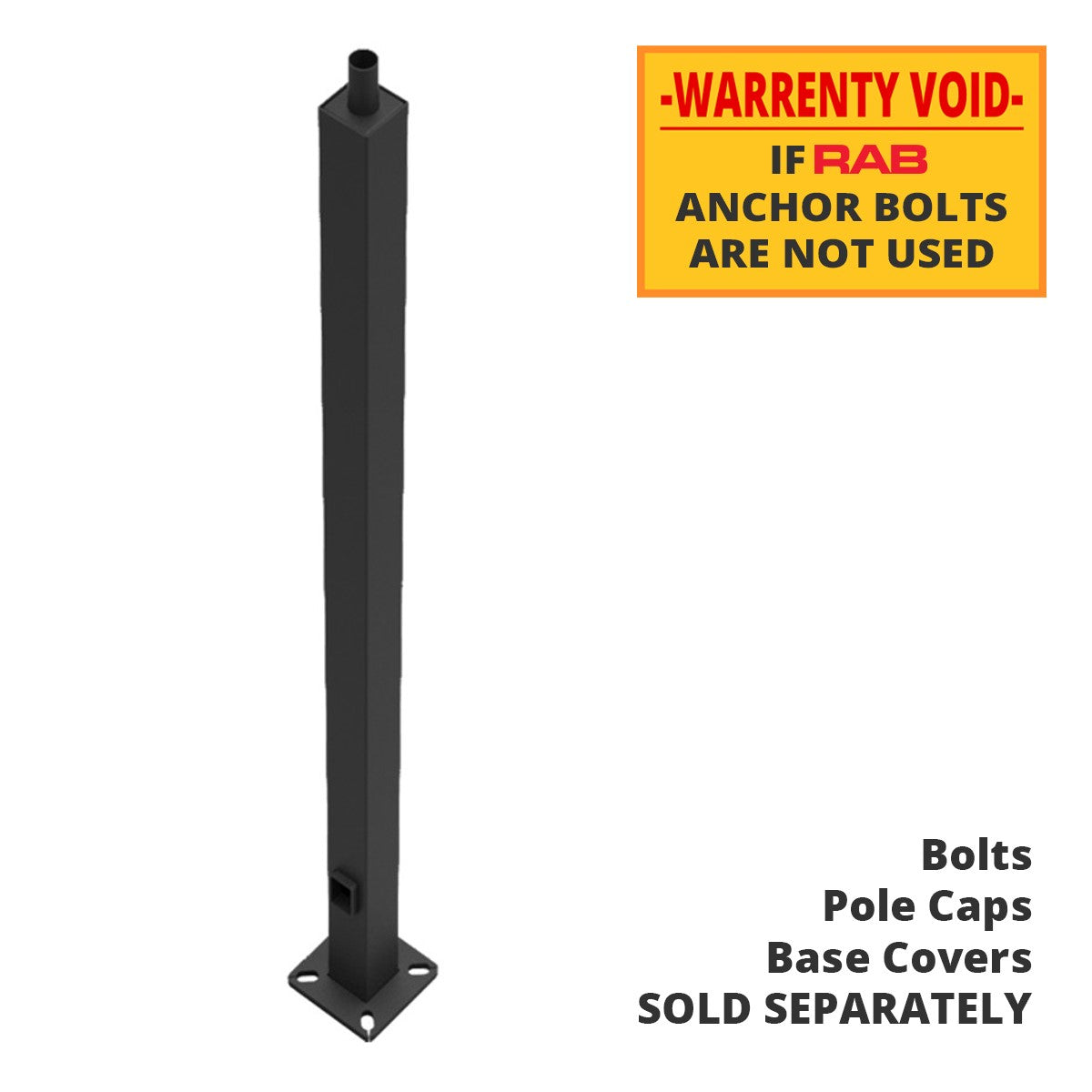30 Ft Square Steel Tenon Top Pole 4 In. Shaft 7 Gauge