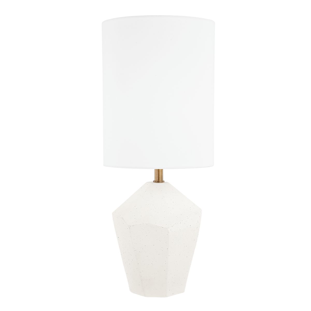 Ashburn Tall Table Lamp White Concrete with Patina Brass Accents - Bees Lighting