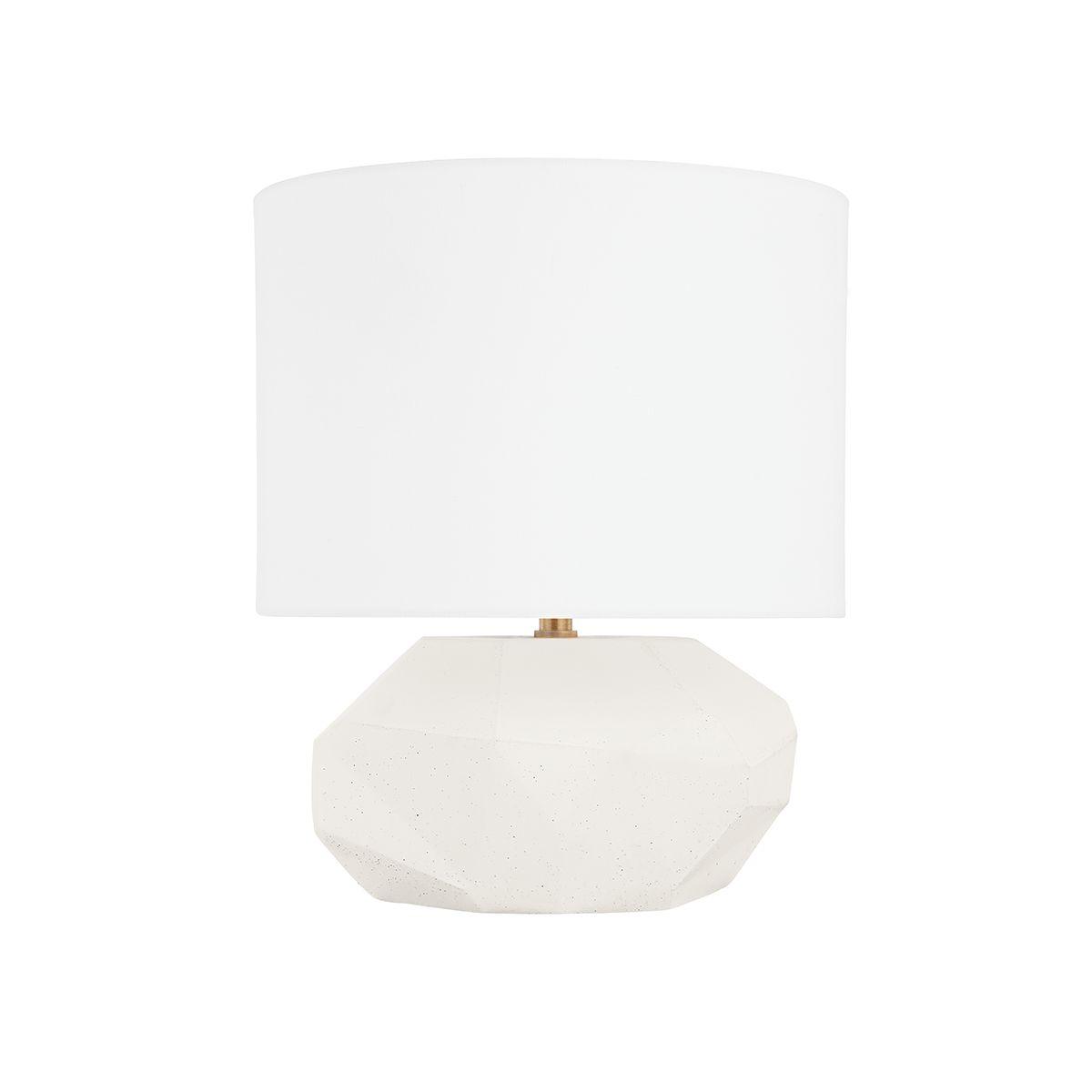 Ashburn Table Lamp White Concrete with Patina Brass Accents