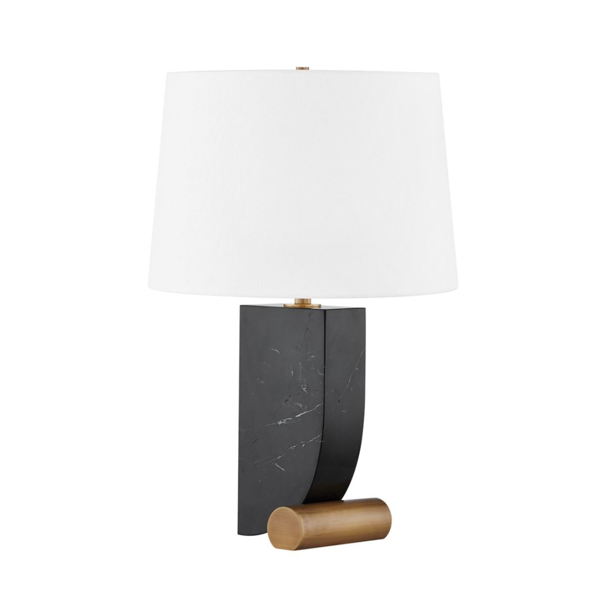 Yellowstone Table Lamp Nero Madera Marble and Patina Brass Finish - Bees Lighting
