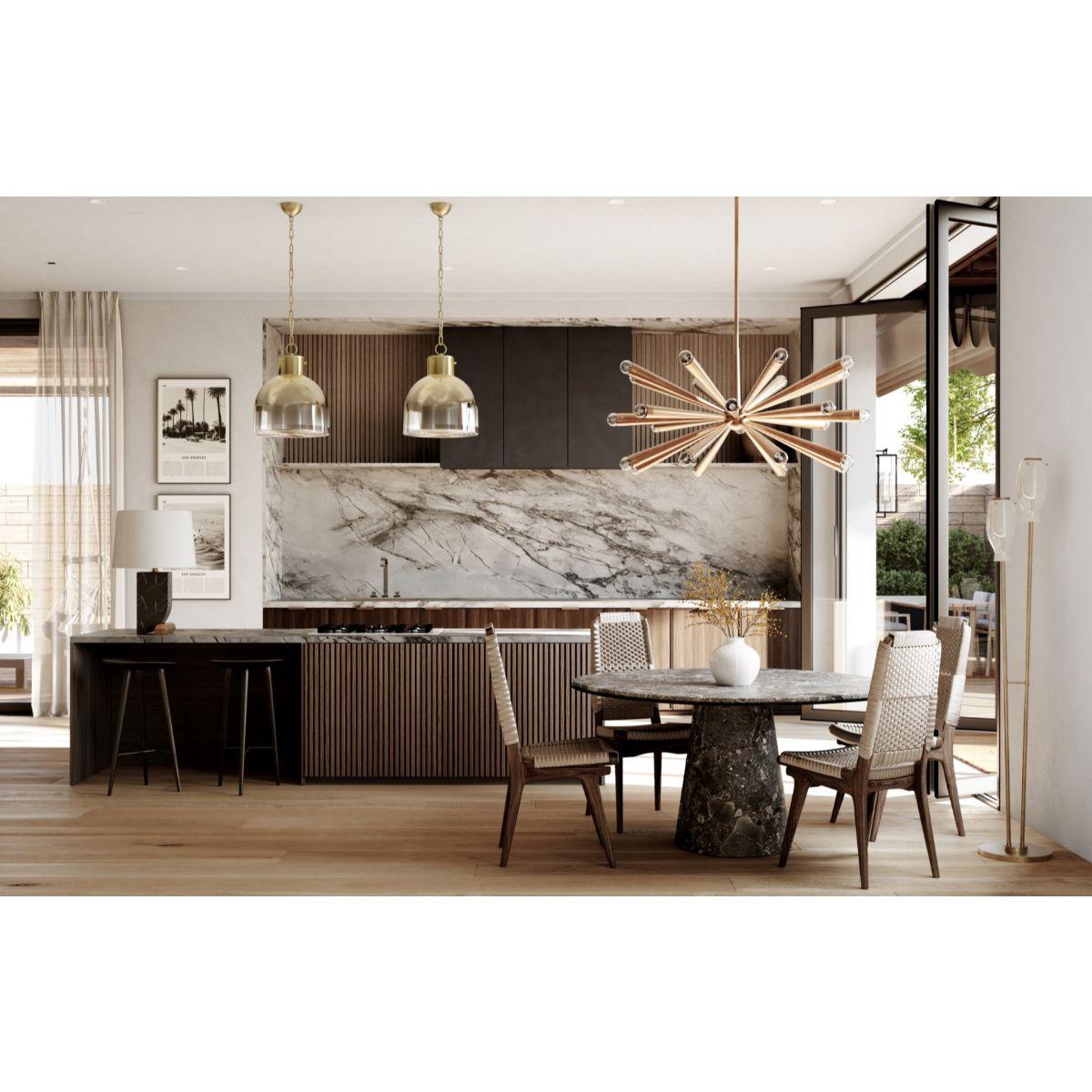 Yellowstone Table Lamp Nero Madera Marble and Patina Brass Finish - Bees Lighting