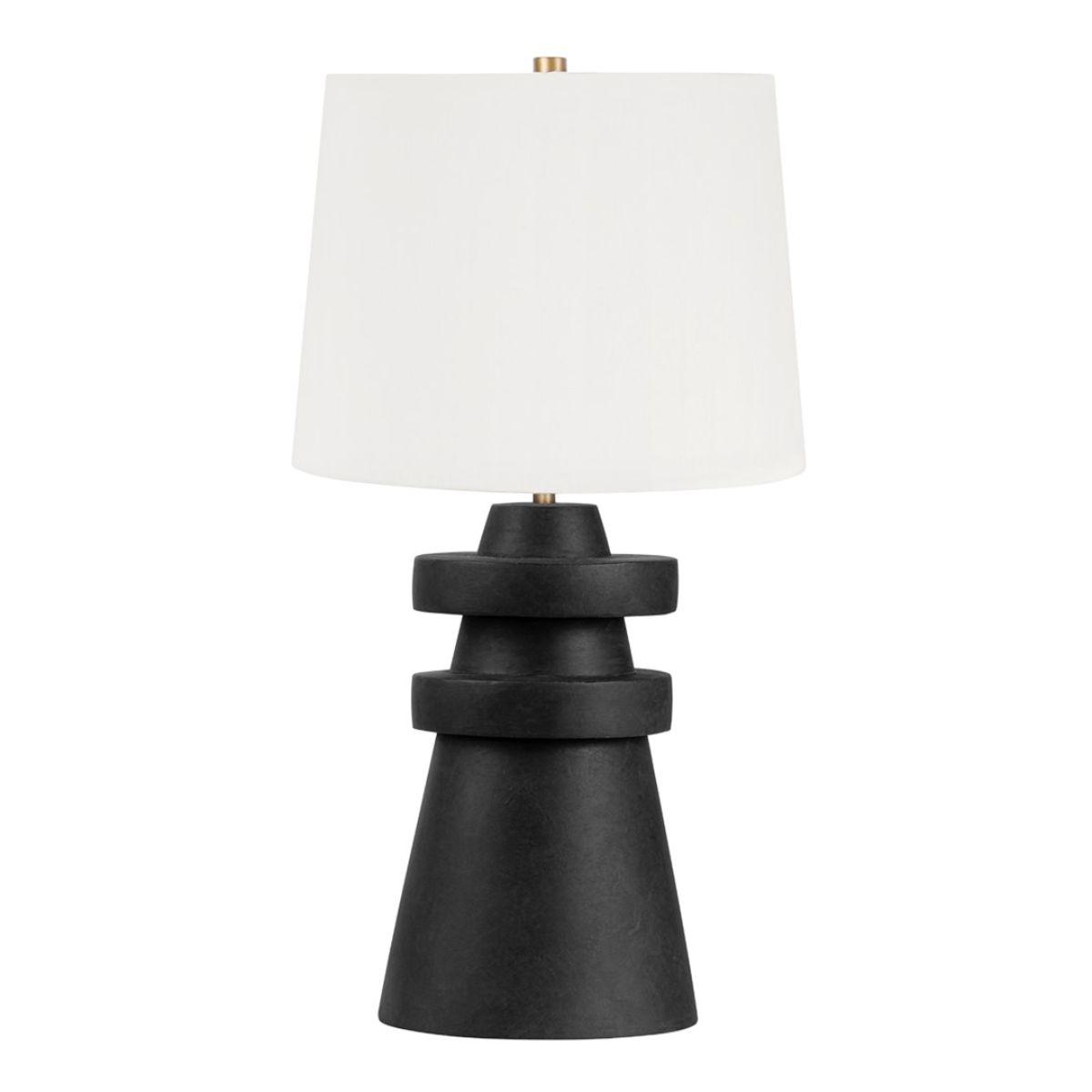 Grover Table Lamp Ceramic Charcoal with Patina Brass Accents