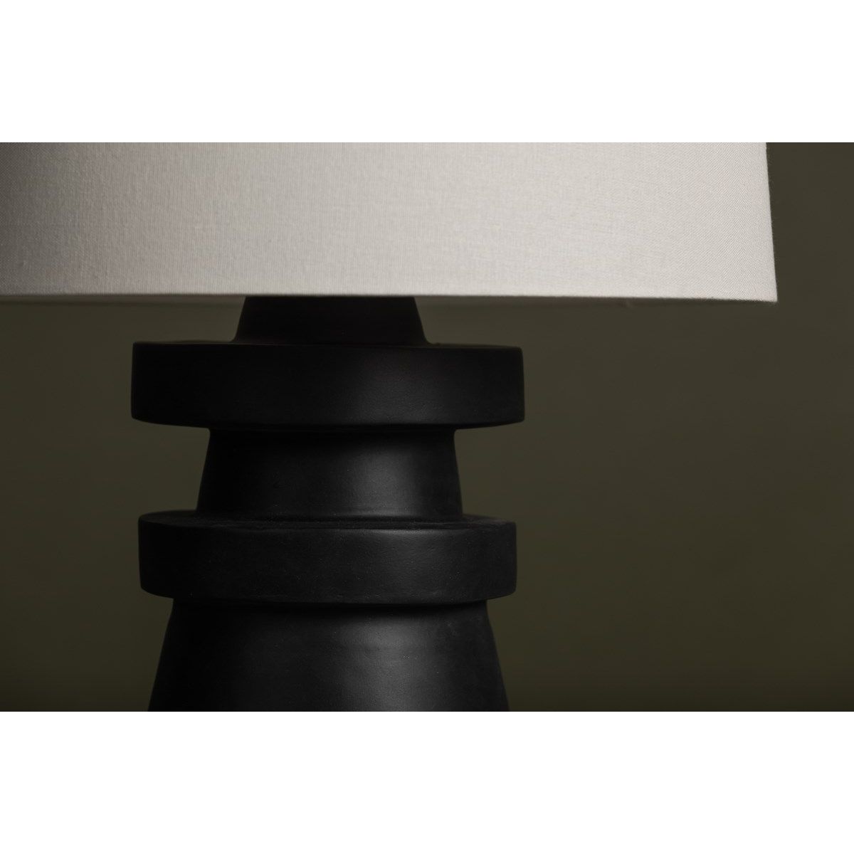 Grover Table Lamp Ceramic Charcoal with Patina Brass Accents