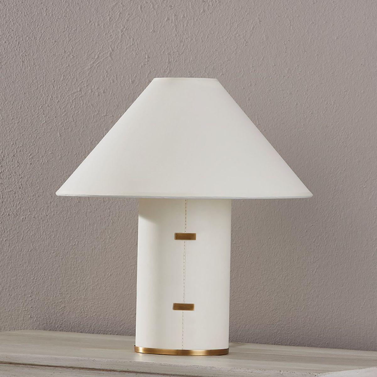 Bond Table Lamp Parchment Wrapped Body with Patina Brass Accents - Bees Lighting