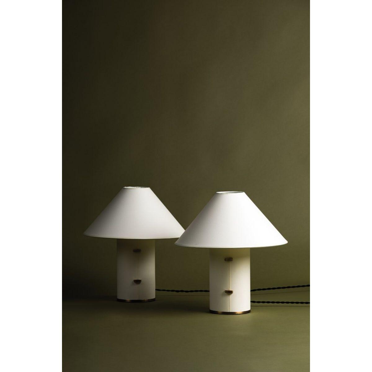 Bond 15 inches Table Lamp Parchment Wrapped Body with Patina Brass Accents - Bees Lighting