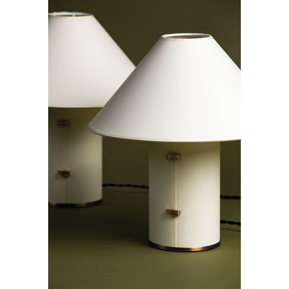 Bond 15 inches Table Lamp Parchment Wrapped Body with Patina Brass Accents - Bees Lighting