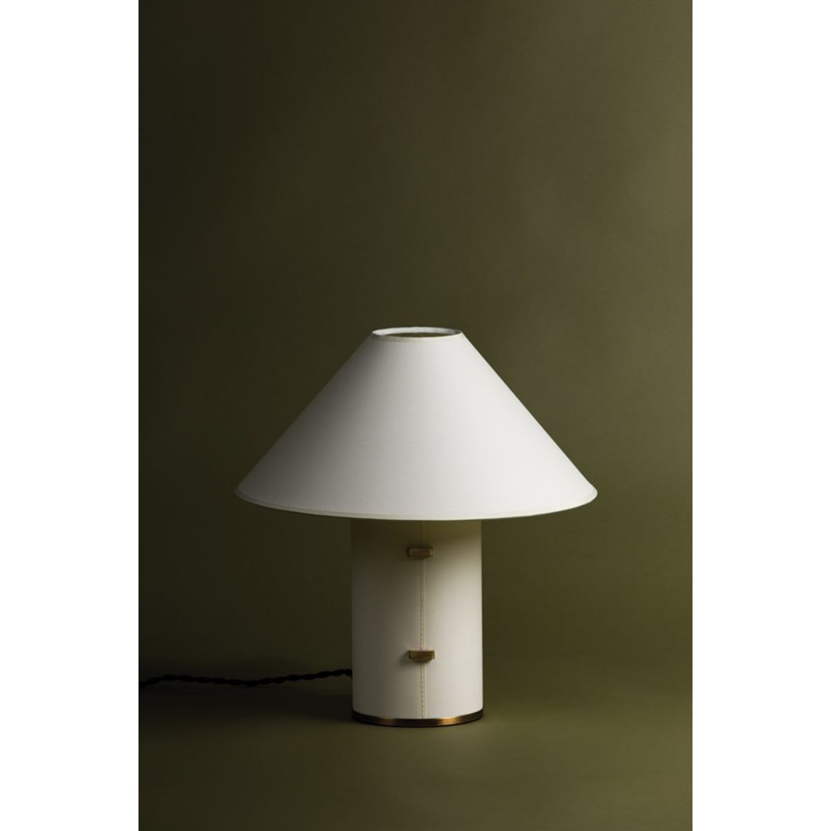 Bond 15 inches Table Lamp Parchment Wrapped Body with Patina Brass Accents