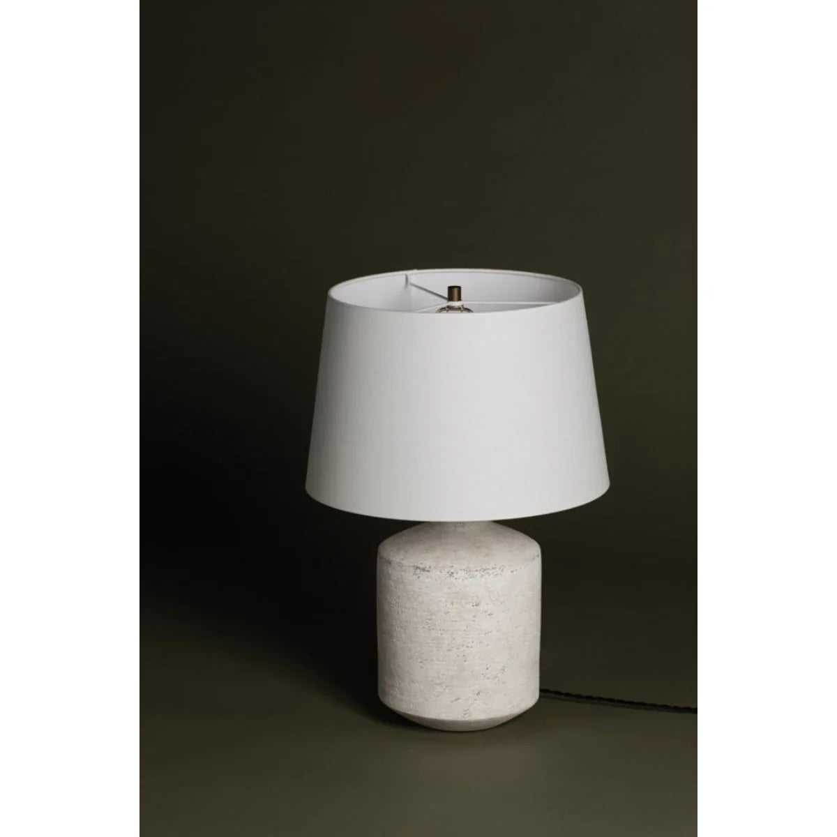 Dallas Table Lamp Ceramic Artifact White with Patina Brass Accents - Bees Lighting