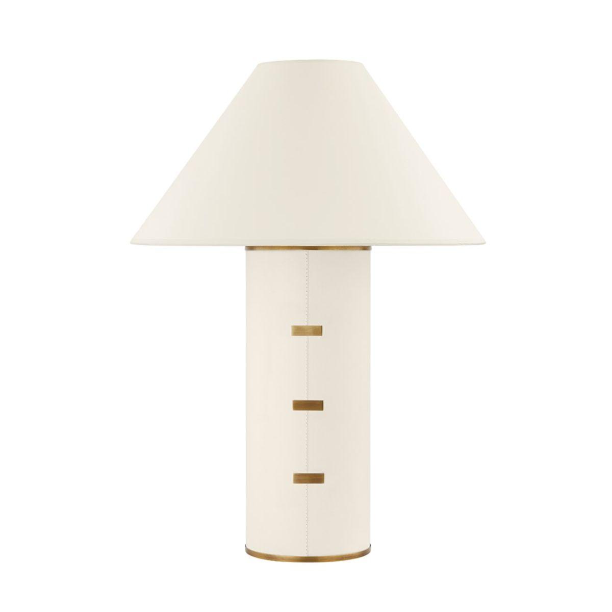 Bond Table Lamp Parchment Wrapped Body with Patina Brass Accents - Bees Lighting