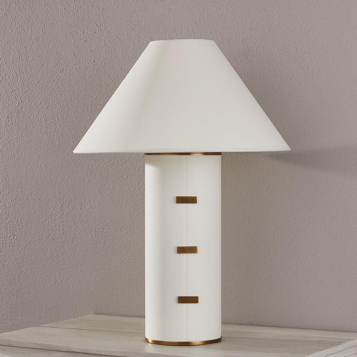 Bond 26 inches Table Lamp Parchment Wrapped Body with Patina Brass Accents - Bees Lighting