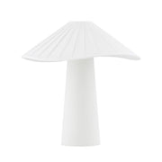 Chanterelle Table Lamp Natural Linen with Patina Brass Accents - Bees Lighting