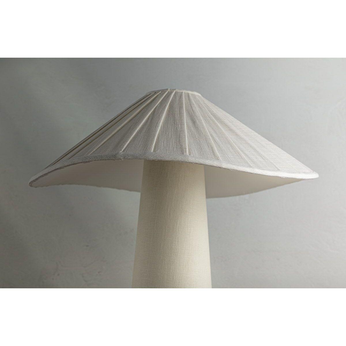 Chanterelle Table Lamp Natural Linen with Patina Brass Accents - Bees Lighting