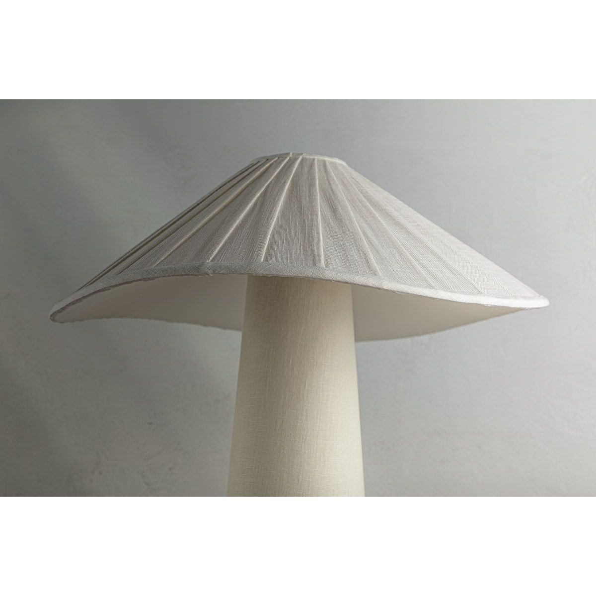 Chanterelle Table Lamp Natural Linen with Patina Brass Accents - Bees Lighting
