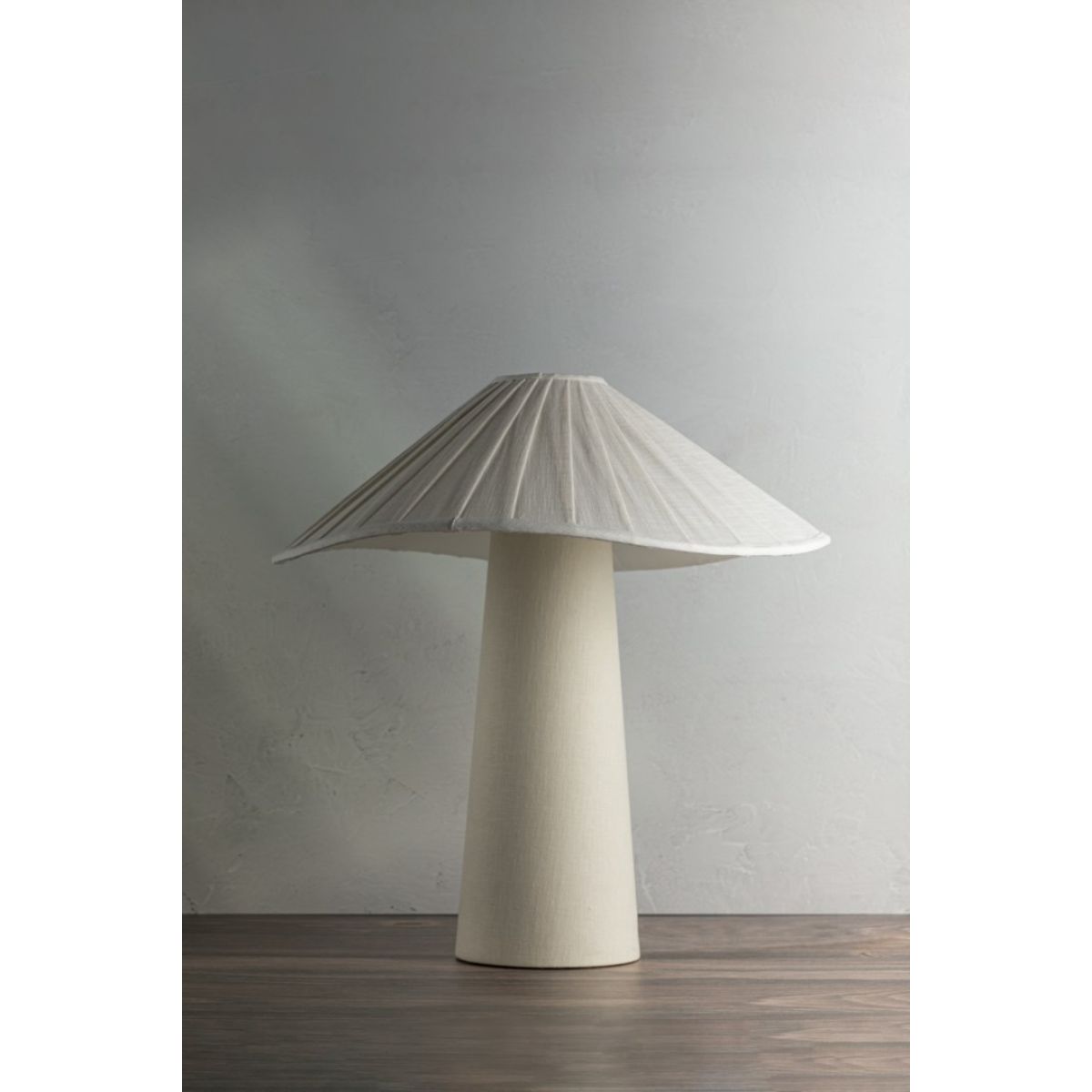 Chanterelle Table Lamp Natural Linen with Patina Brass Accents - Bees Lighting