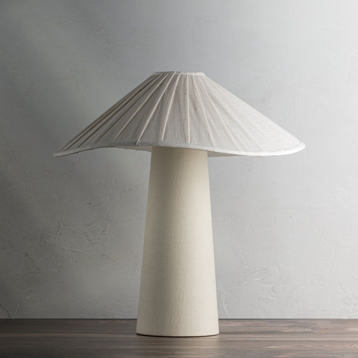 Chanterelle Table Lamp Natural Linen with Patina Brass Accents - Bees Lighting