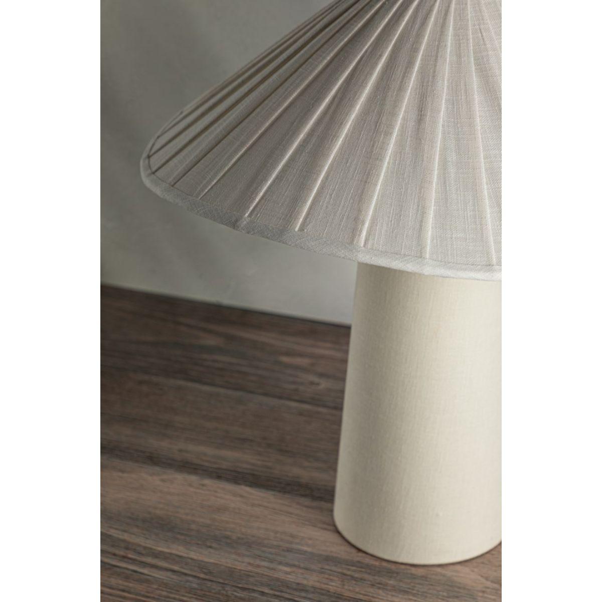 Chanterelle Table Lamp Natural Linen with Patina Brass Accents - Bees Lighting