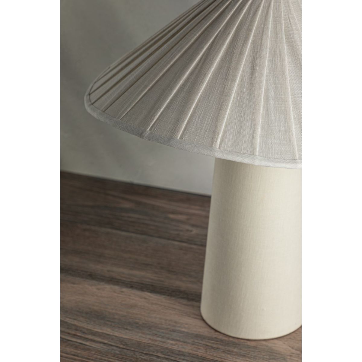 Chanterelle Table Lamp Natural Linen with Patina Brass Accents - Bees Lighting