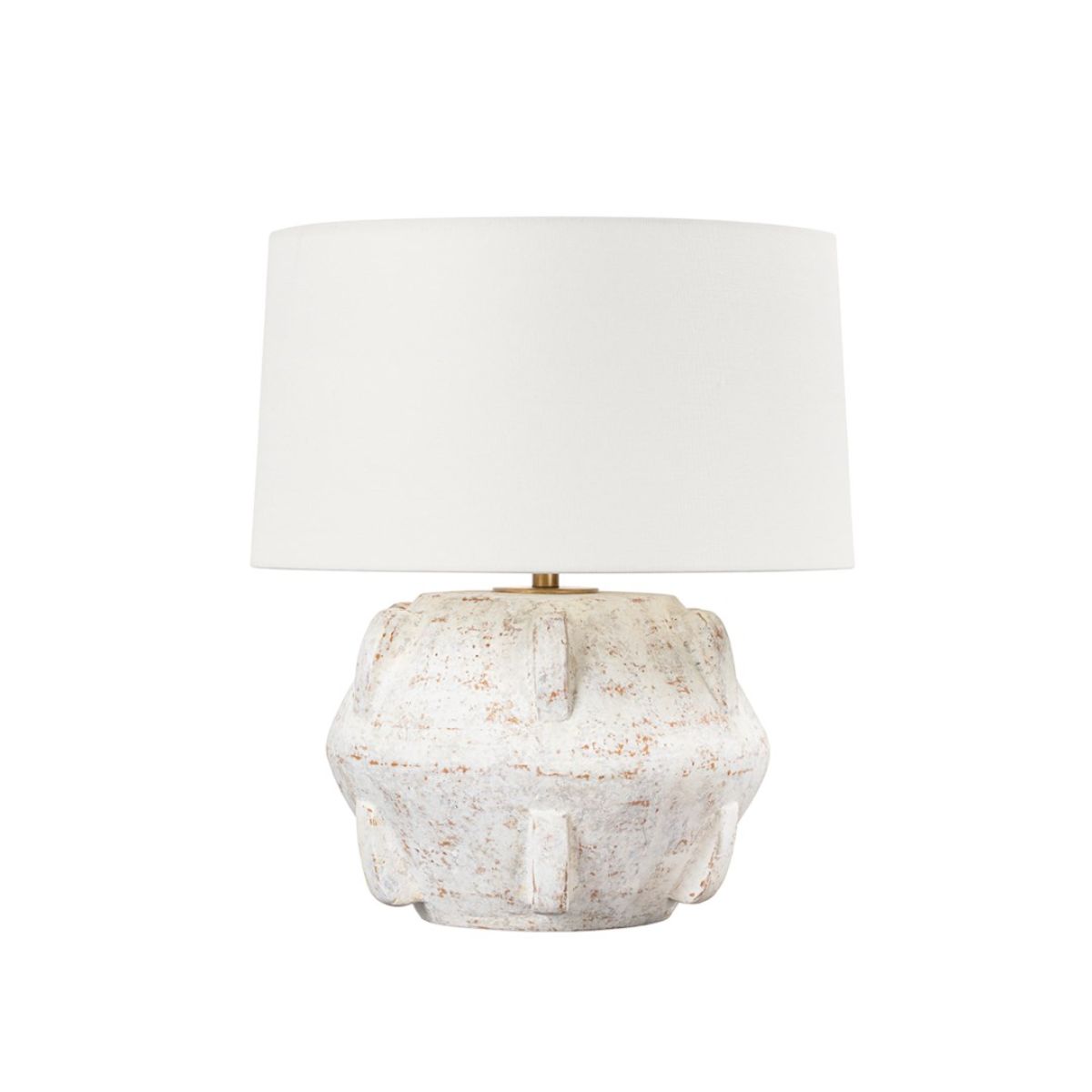 Vanda Table Lamp Ceramic Whitewash Terracotta with Patina Brass Finish - Bees Lighting