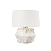 Vanda Table Lamp Ceramic Whitewash Terracotta with Patina Brass Finish - Bees Lighting
