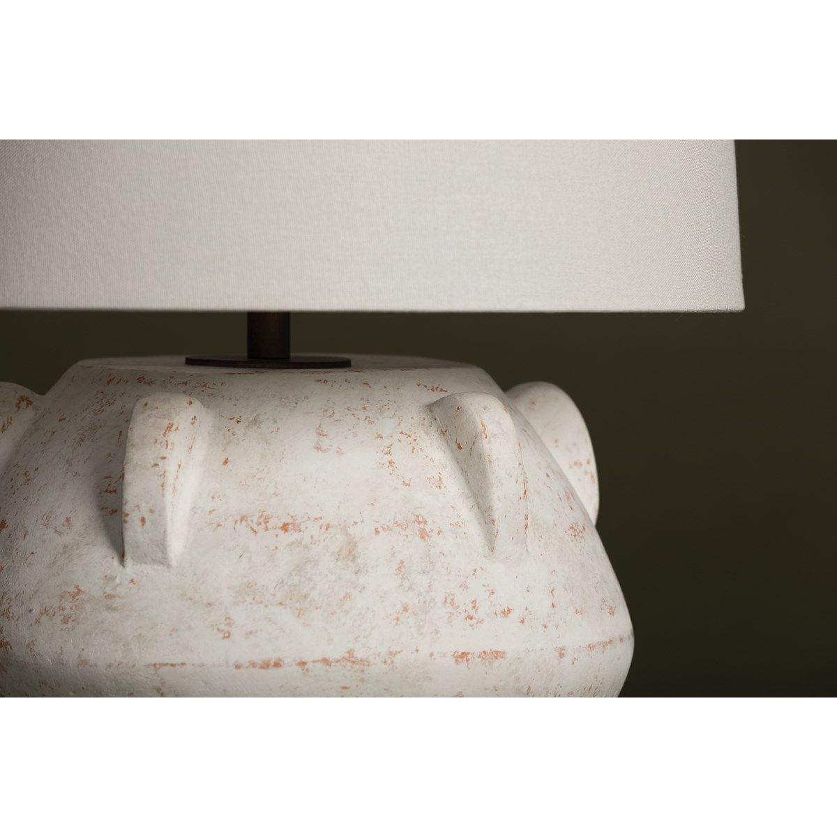 Vanda Table Lamp Ceramic Whitewash Terracotta with Patina Brass Finish - Bees Lighting