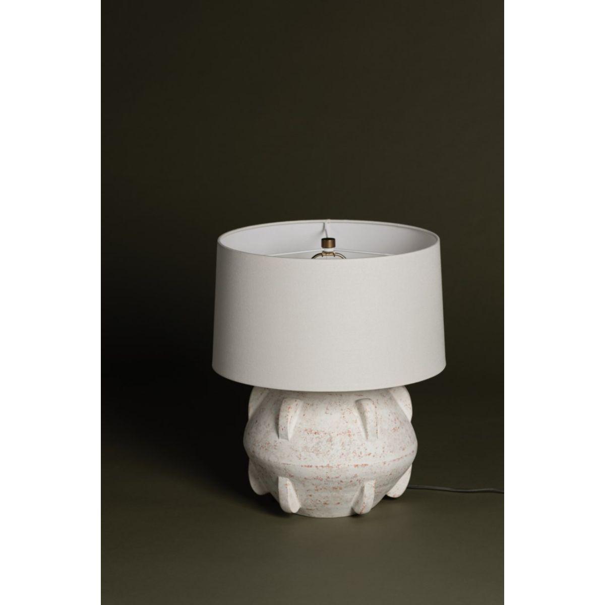Vanda Table Lamp Ceramic Whitewash Terracotta with Patina Brass Finish - Bees Lighting