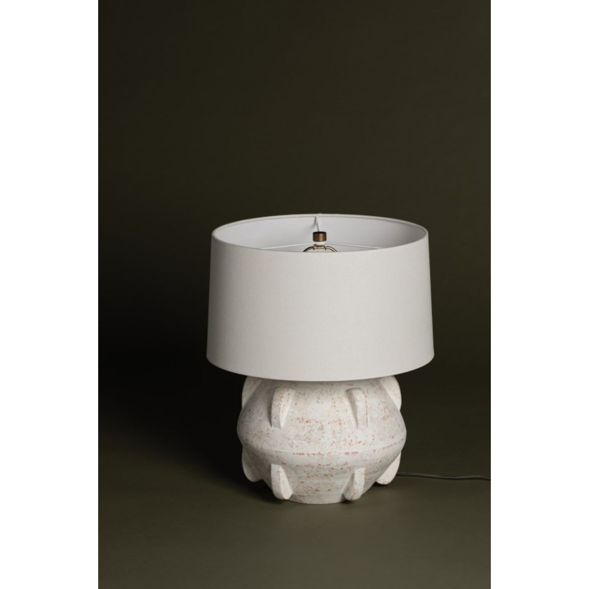 Vanda Table Lamp Ceramic Whitewash Terracotta with Patina Brass Finish - Bees Lighting