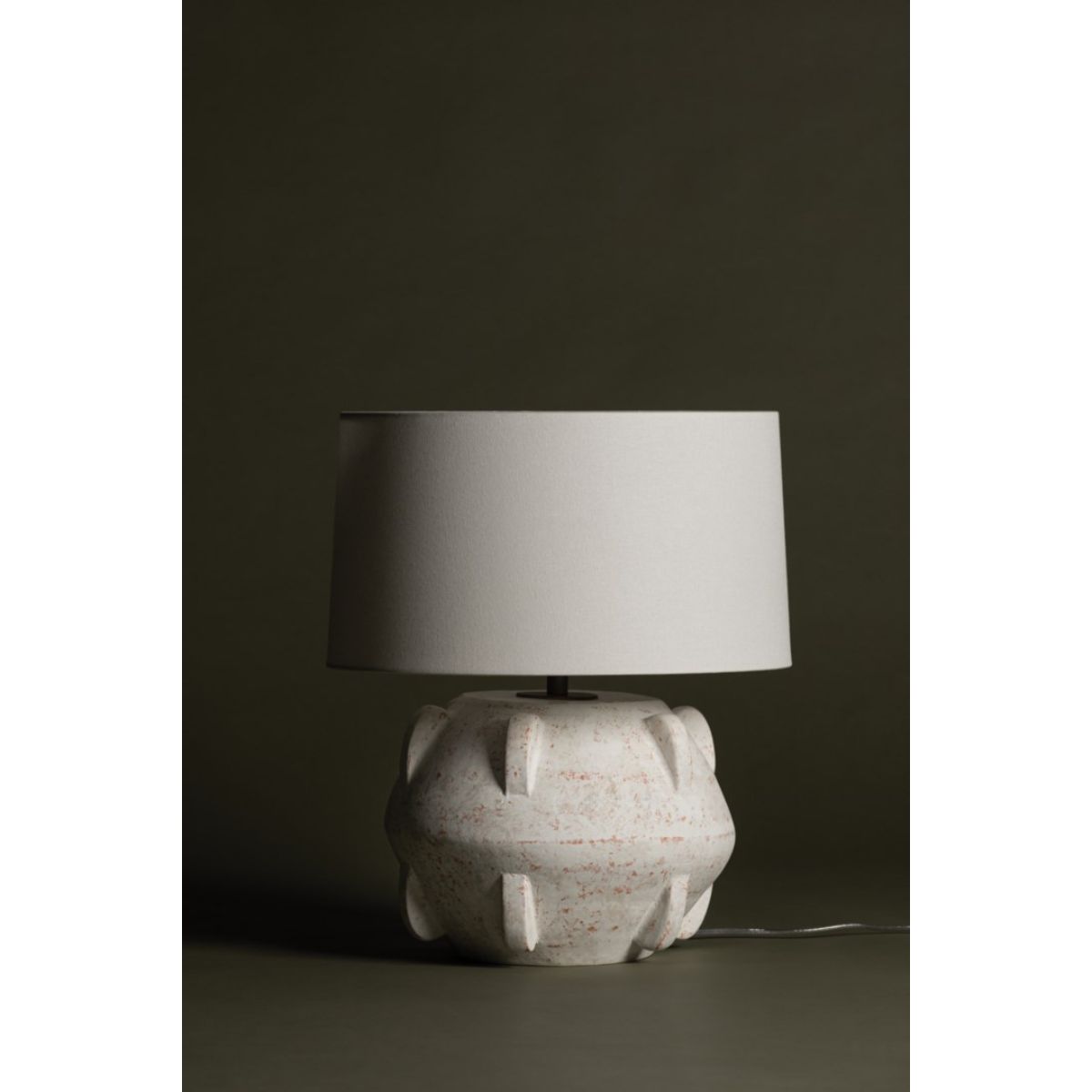 Vanda Table Lamp Ceramic Whitewash Terracotta with Patina Brass Finish - Bees Lighting