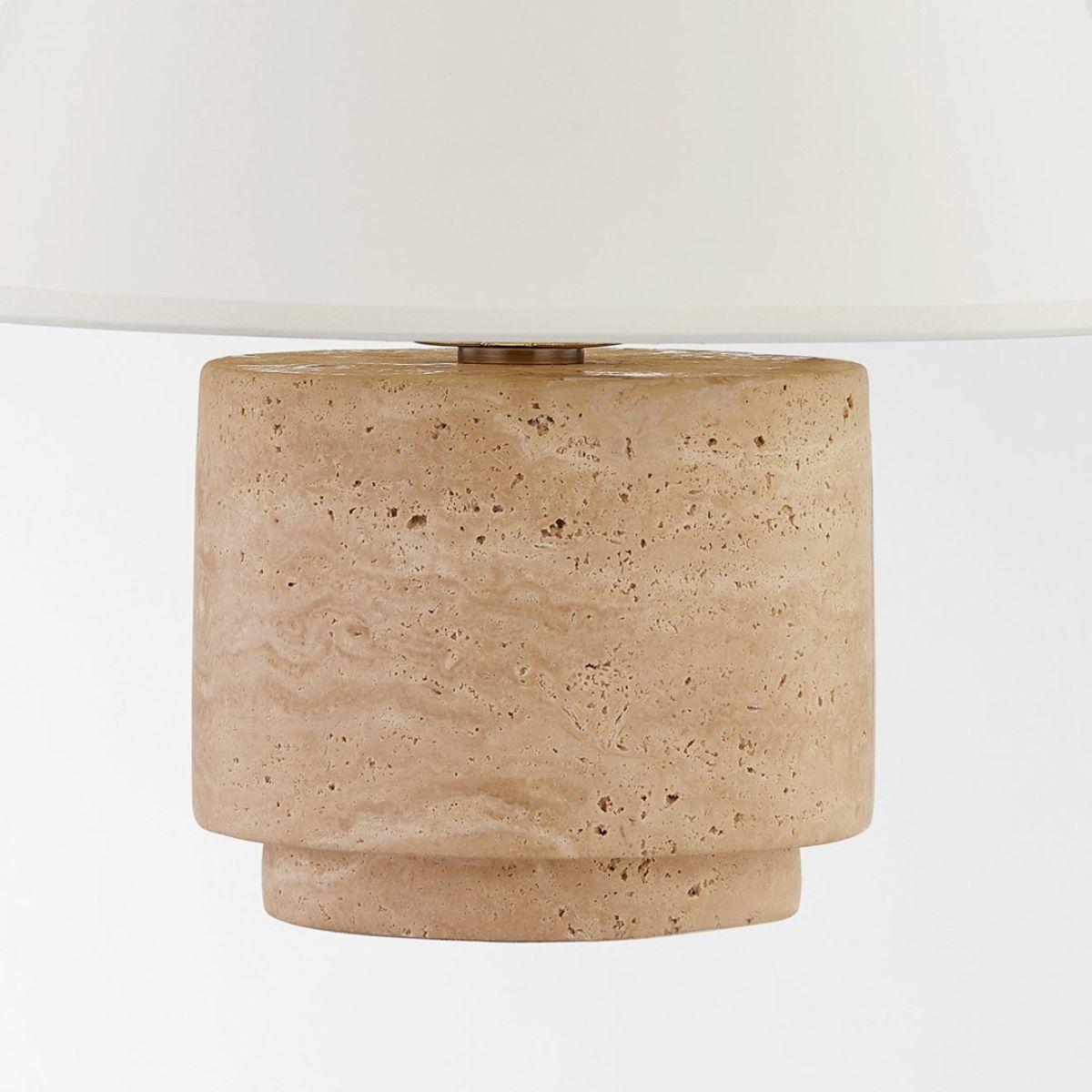 Bronte Table Lamp Natural Travertine Base with Patina Brass Accents