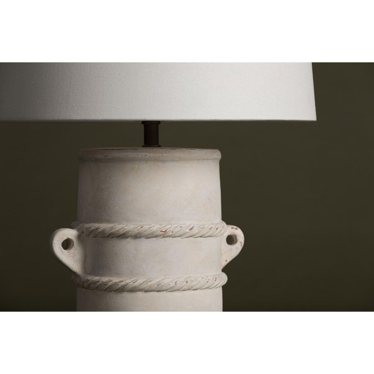 Siena Table Lamp Whitewash Terracotta with Patina Brass Accents